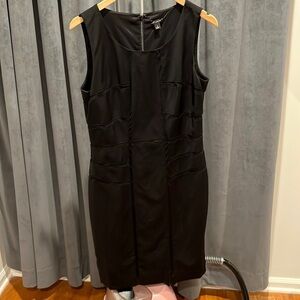 Ann Taylor black with sheer lines sleeveless dress